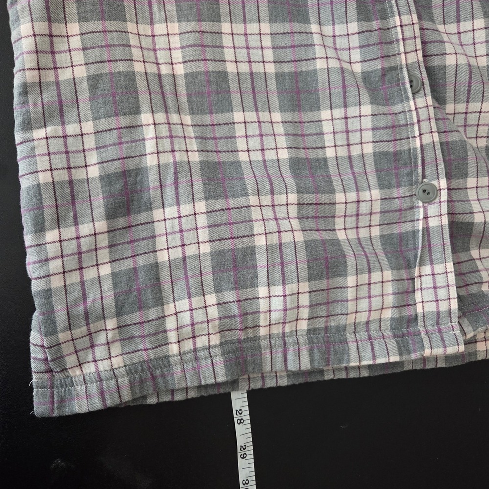 LL Bean Womens Flannel Fleece Lined Shirt Jacket Gray Purple Plaid M Cabincore - Picture 10 of 12